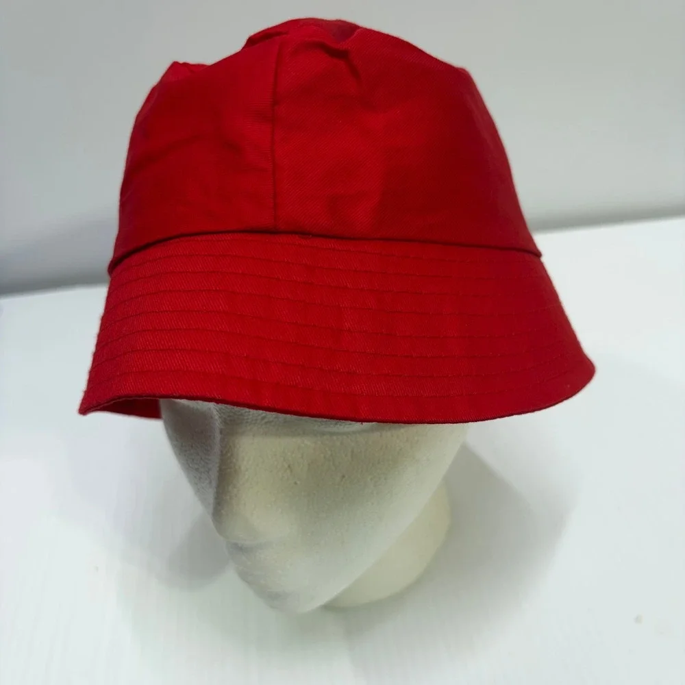 Red Bucket Hat Womens Solid Cotton Blend Sun Fisherman Summer Beach Travel Cap